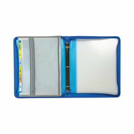C-Line Products Zippered Binder w/ Expanding File, 2" Exp, 7 Sect, Letter, Bright Blue 48115